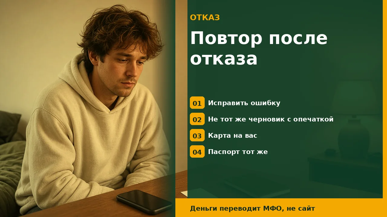 Человек с телефоном и картой: Повторная заявка после отказа