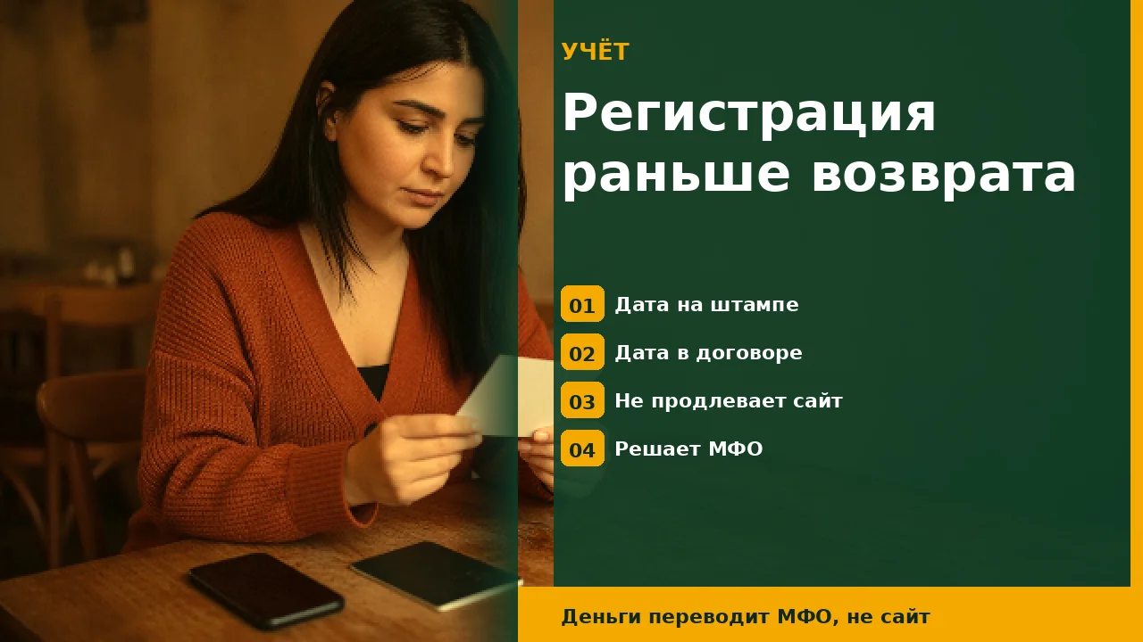 Человек с телефоном и картой: Регистрация закончилась раньше даты возврата